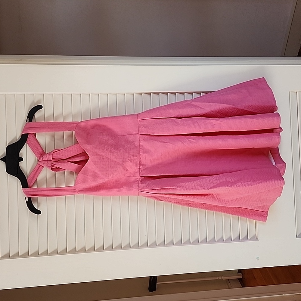 Lauren James pink seersucker dress in size small